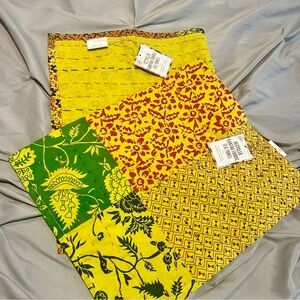 🥻 2 kantha tea towels NWT dish Earthbound recycled sari cotton lot boho
